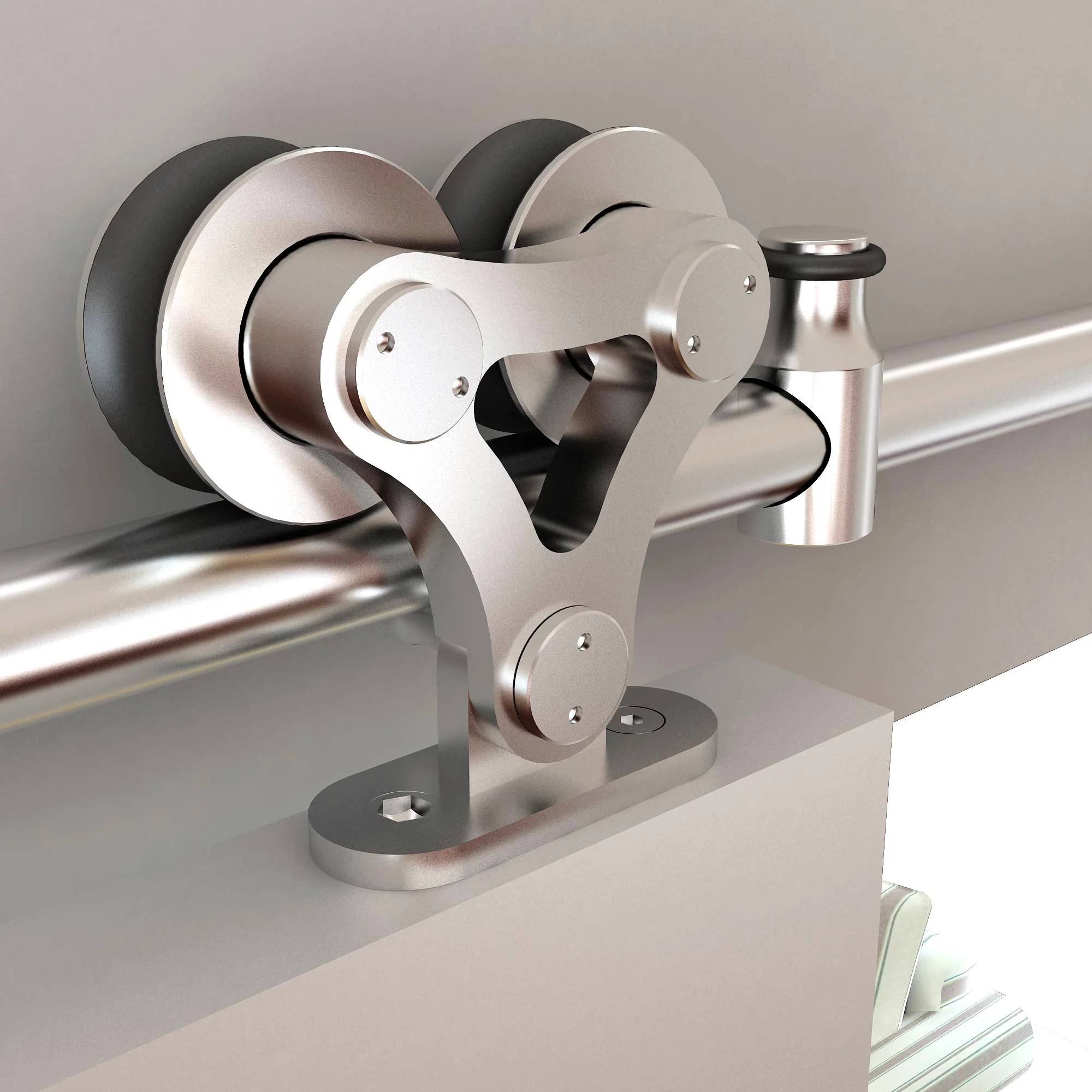 Stainless Steel Collection Top Mount Dual Wheel Rolling Door Hardware Kit