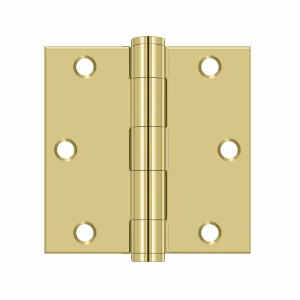 Deltana 3-1/2” x 3-1/2” Heavy Duty Square Hinge, Thickness .119”, Polished Brass