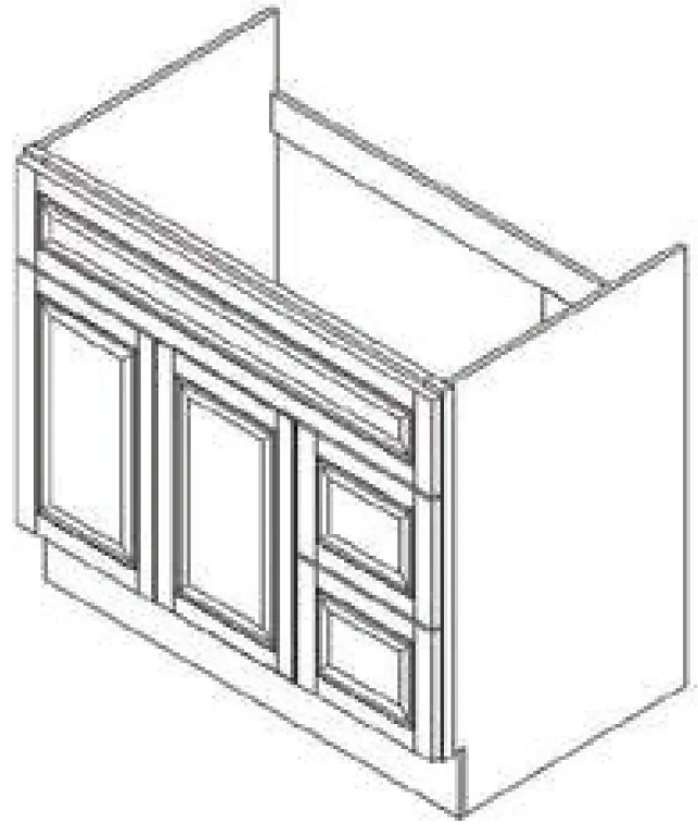 Vanity Sink Base w/ Drawers Left 36 W X 32-1/2 H X 21 D – Nantucket Linen by Horning