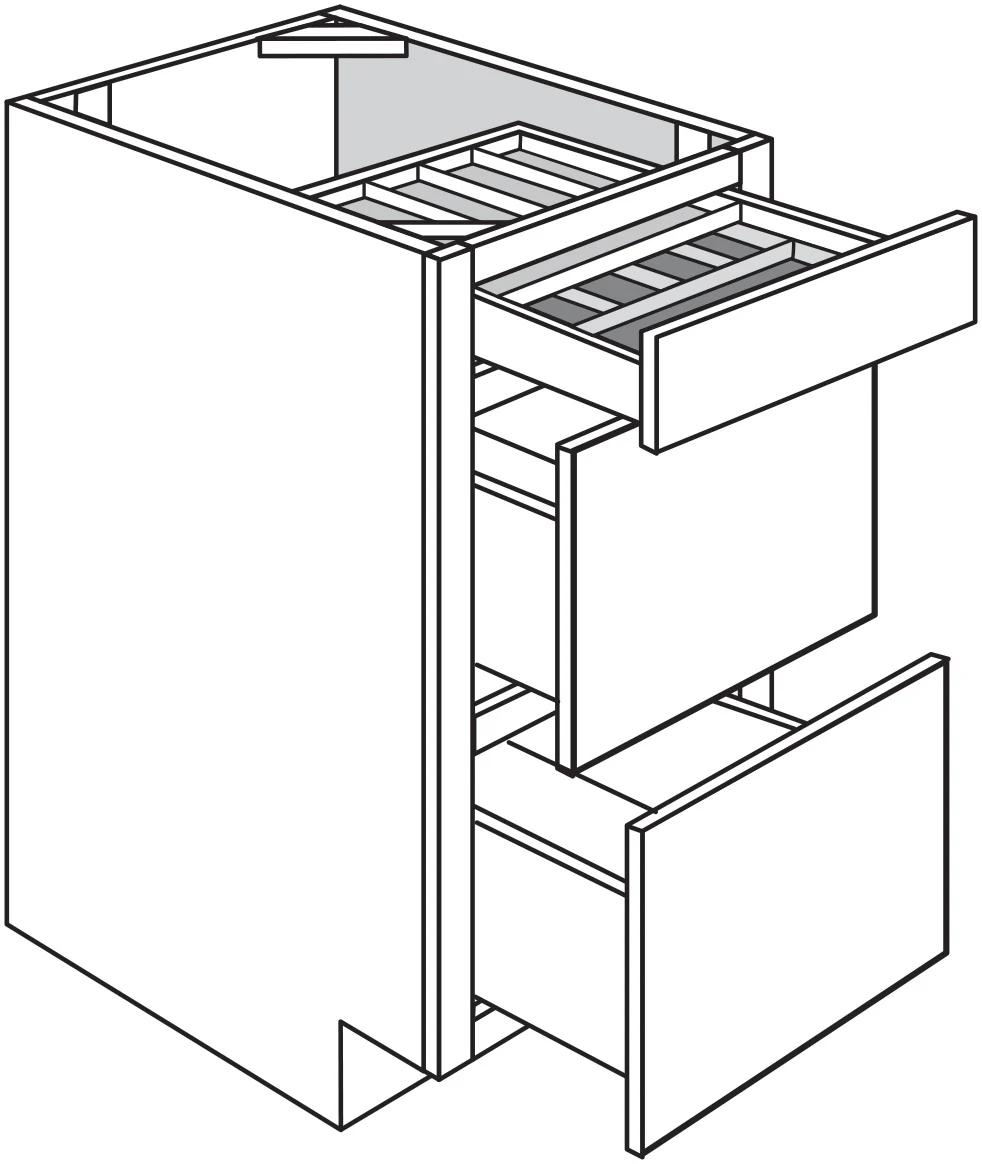 Base 3 Drawer w/ 2-Tier Cutlery Drawer 18 W X 34-1/2 H X 24 D – Essex Oak by JSI
