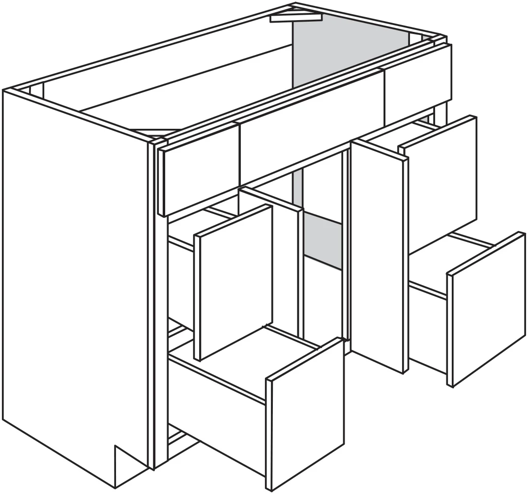 Vanity Base w/ Drawers Left & Right 48 W X 32-1/2 H X 21 D – Arcadia White by Horning