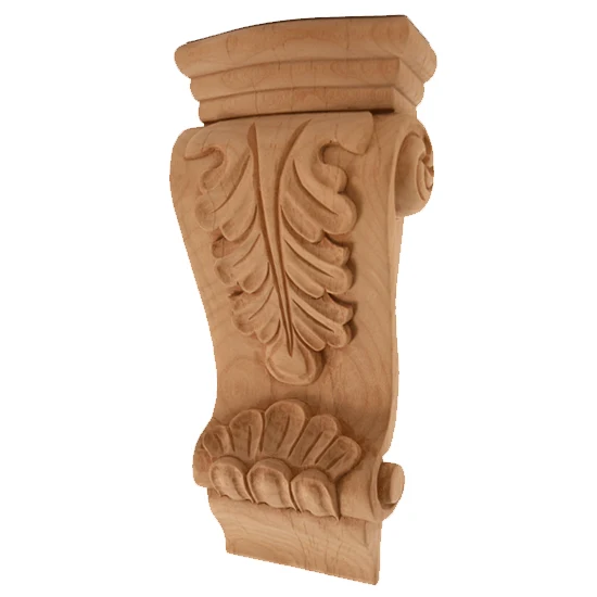 Low Profile Acanthus Corbel Rubberwood 4-1/2″ x 1-3/4″ x 10″