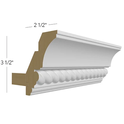 Rope Moulding 96 W X 3/4 H X 3/4 D (Use w/ Royal Crown Moulding) – Hallmark Frost by Fabuwood