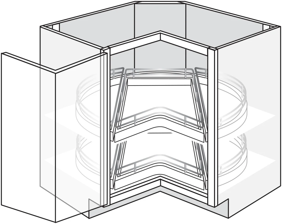 Lazy Susan Base w/ 2 Drawer 36 W X 34-1/2 H X 24 D (top & bottom) – Trenton Slab by JSI