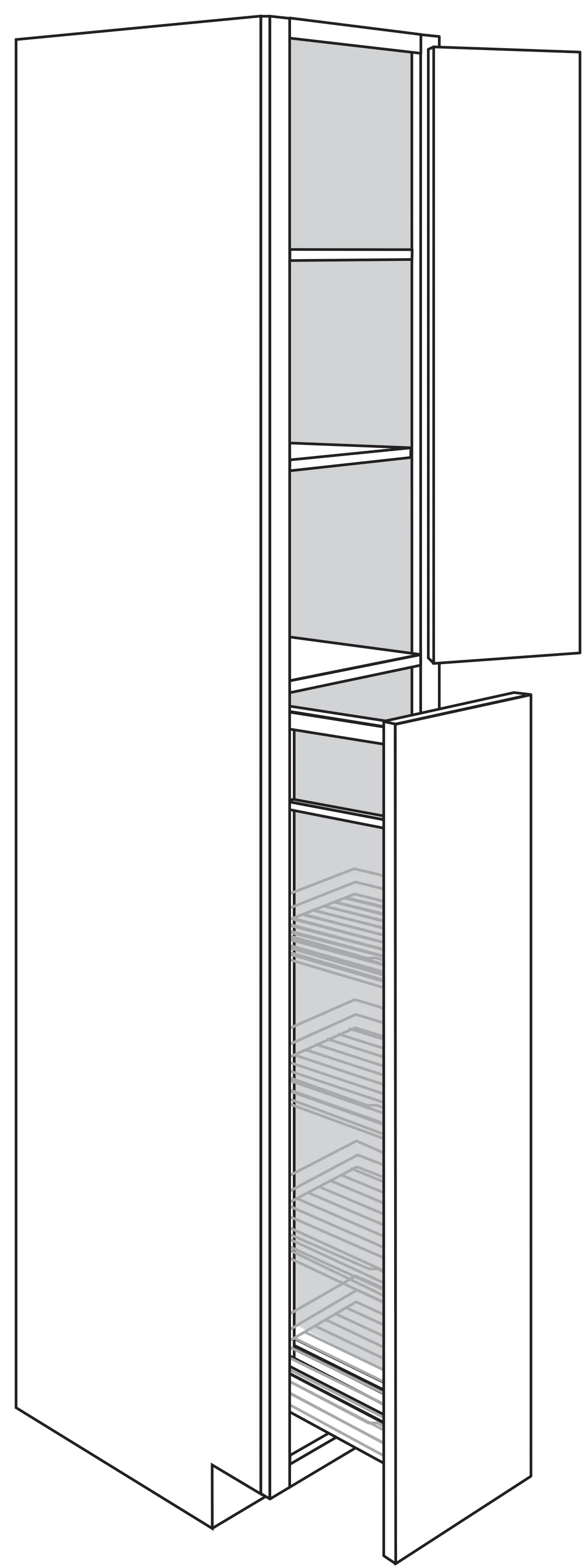 Pantry Cabinet w/ pullout 18 W X 96 H X 24 D – Trenton Slab by JSI