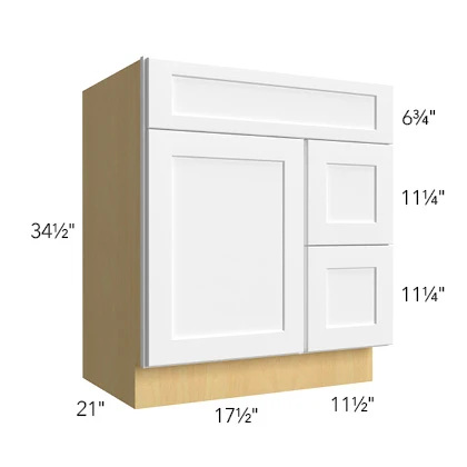 Vanity Sink w/Drawers on right 30 W X 34-1/2 H X 21 D – Luna Oak by Fabuwood