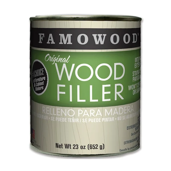 FamoWood Putty Solvent-Based, Ash Quart, Quart, Multiples of 12