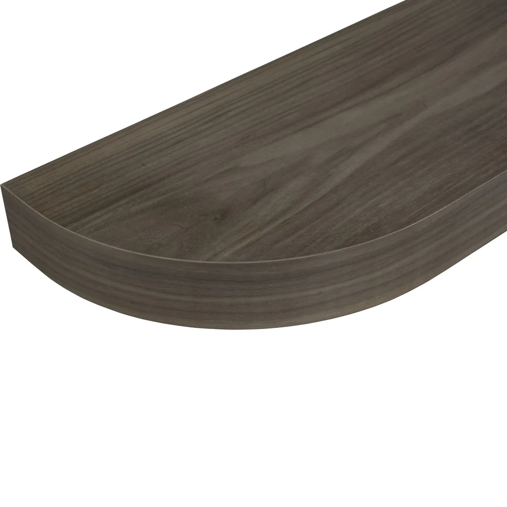 30″ L x 2.5″ T x 10″ D Curved Floating Shelf, 8.5″ Radius, 1 Corner, Walnut