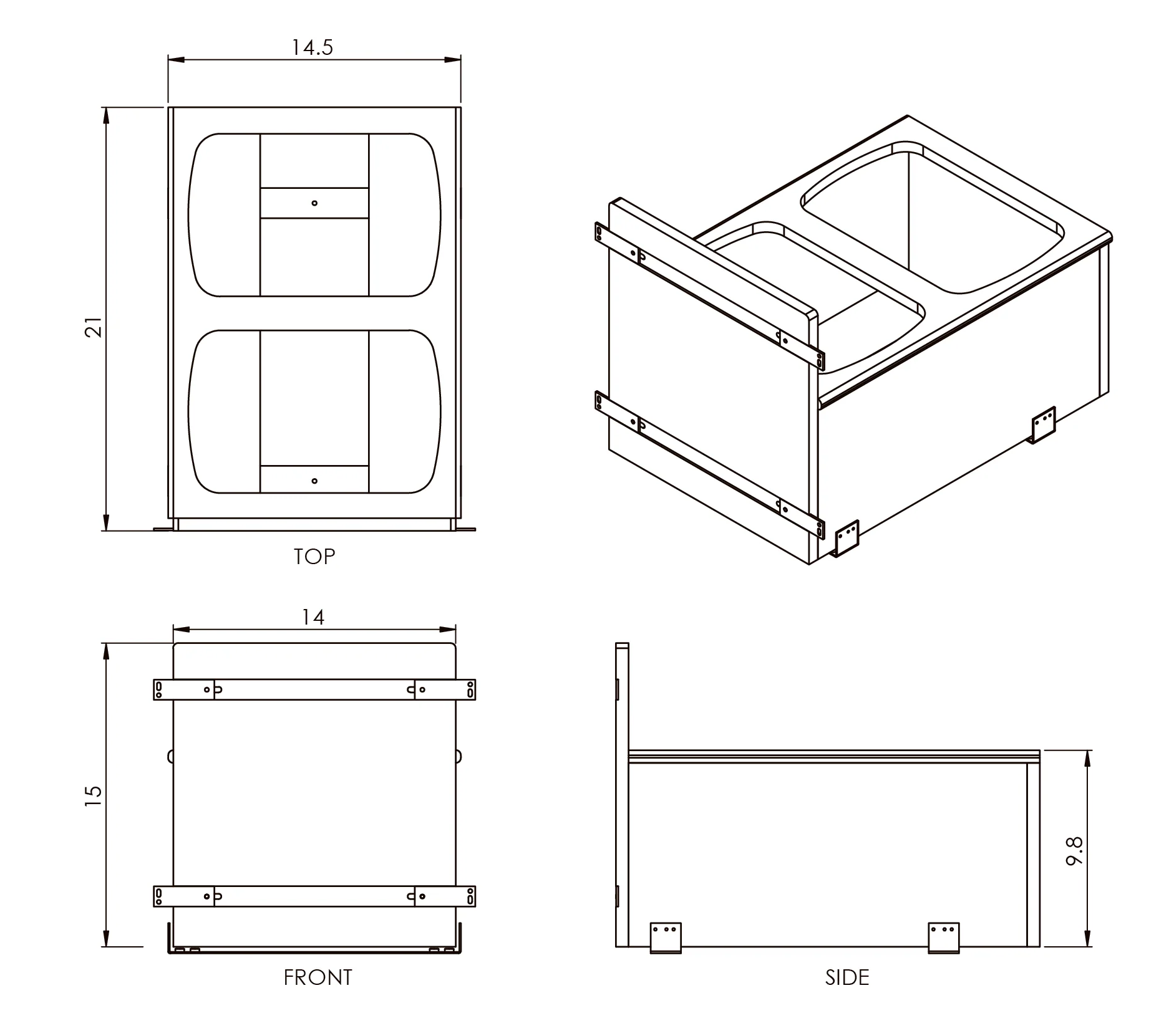 Meadow Lane Double Waste Bin Pullout 35 Quart, White