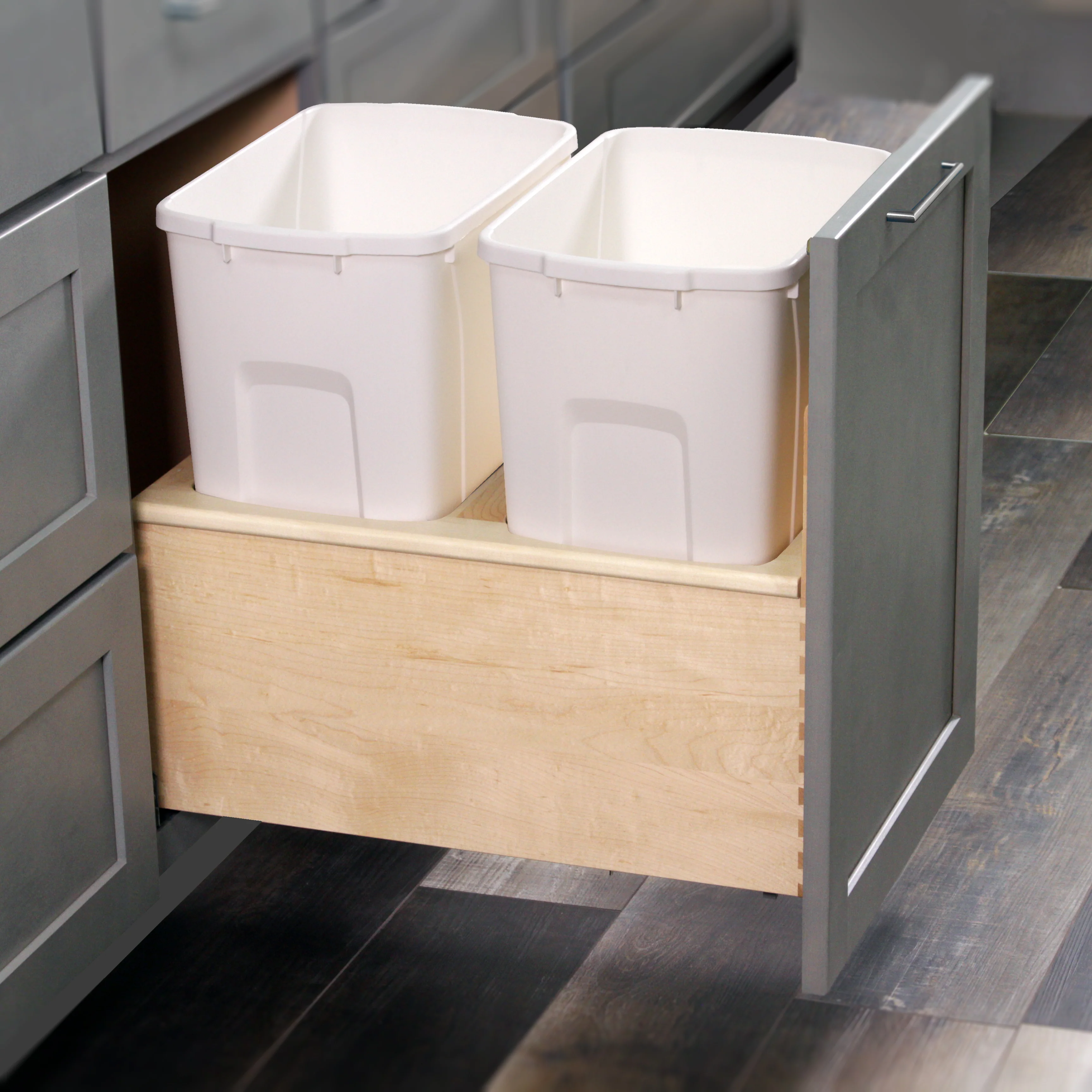 Meadow Lane Double Waste Bin Pullout 35 Quart, White