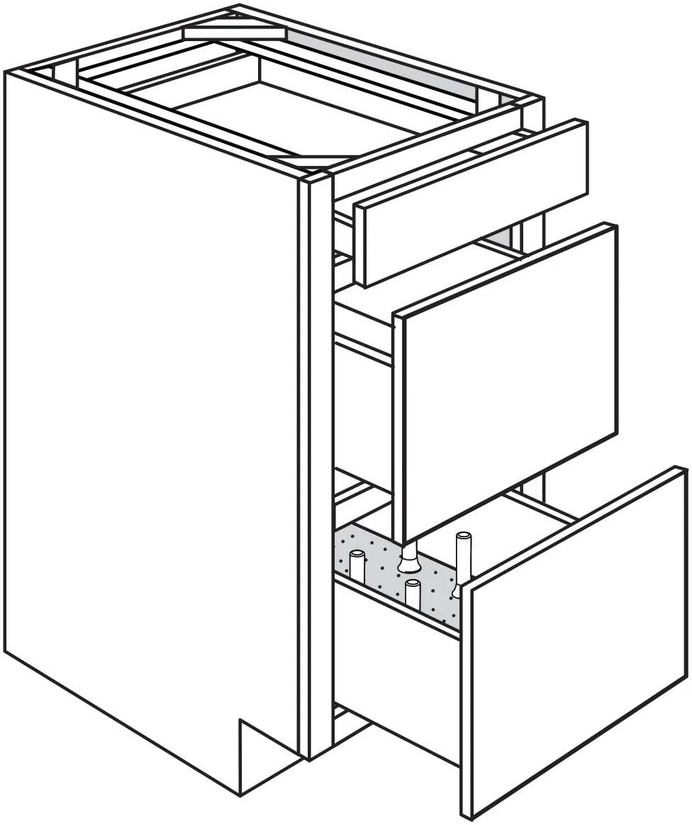 Base 3 Drawer w/ Peg System Dishware Organizer 12 W X 34-1/2 H X 24 D – Essex Oak by JSI