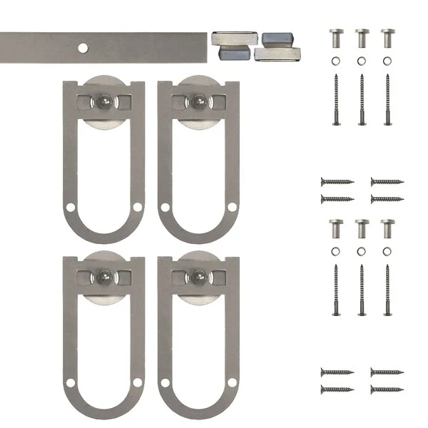 Furniture Barn Door Horseshoe Rolling Double Door Kit, No, 60″