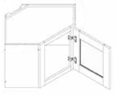 Wall Diagonal Corner w/ Glass Door 24 W X 12 H X 24 D – Contemporary Oak by TA Cabinetry