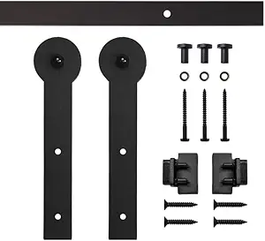 Furniture Barn Door Round Stick Rolling Single Door Kit, Soft-Close, 72″