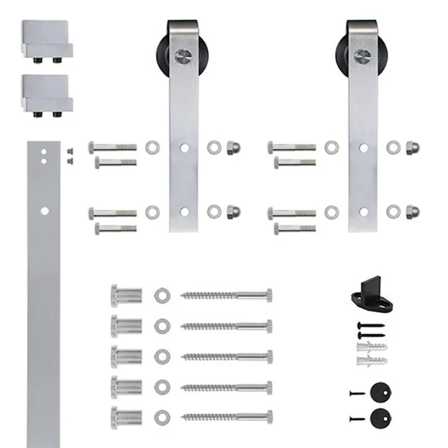 Designer Collection Hook Strap Rolling Door Hardware Door Kit, Yes, 96″