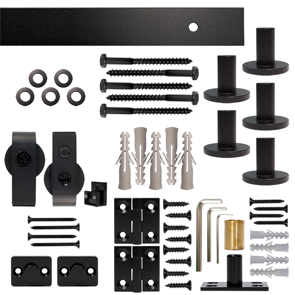 Bifold Barn Door Hardware Kit With Rail Rail, Top Mount, 6 foot, Single