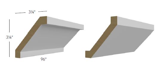 Crown Large Shaker Moulding 3-1/4 H X 3-1/4 D X96 L – Luna by Fabuwood