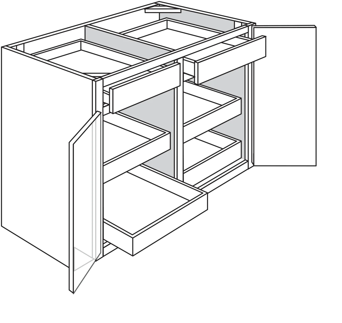 Base w/ soft-close rollout 42 W X 34-1/2 H X 24 D – Essex Oak by JSI