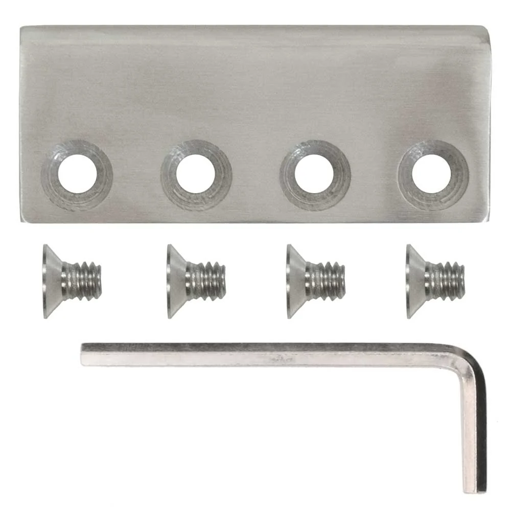 Furniture Barn Door Mini Flat Track Connector Steel, Satin Nickel