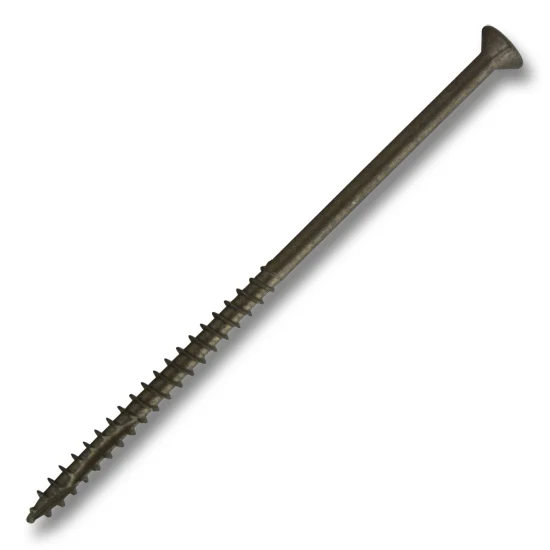 #10 Screw Flat Head Square With Nibs Coarse Thread Double Auger 4-1/2″ Satin Brass, Multiples of 100