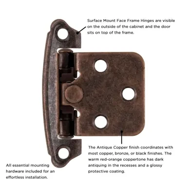 Hickory Hardware Surface Mount Self-Closing Hinge 2-5/8" x 1-15/16"