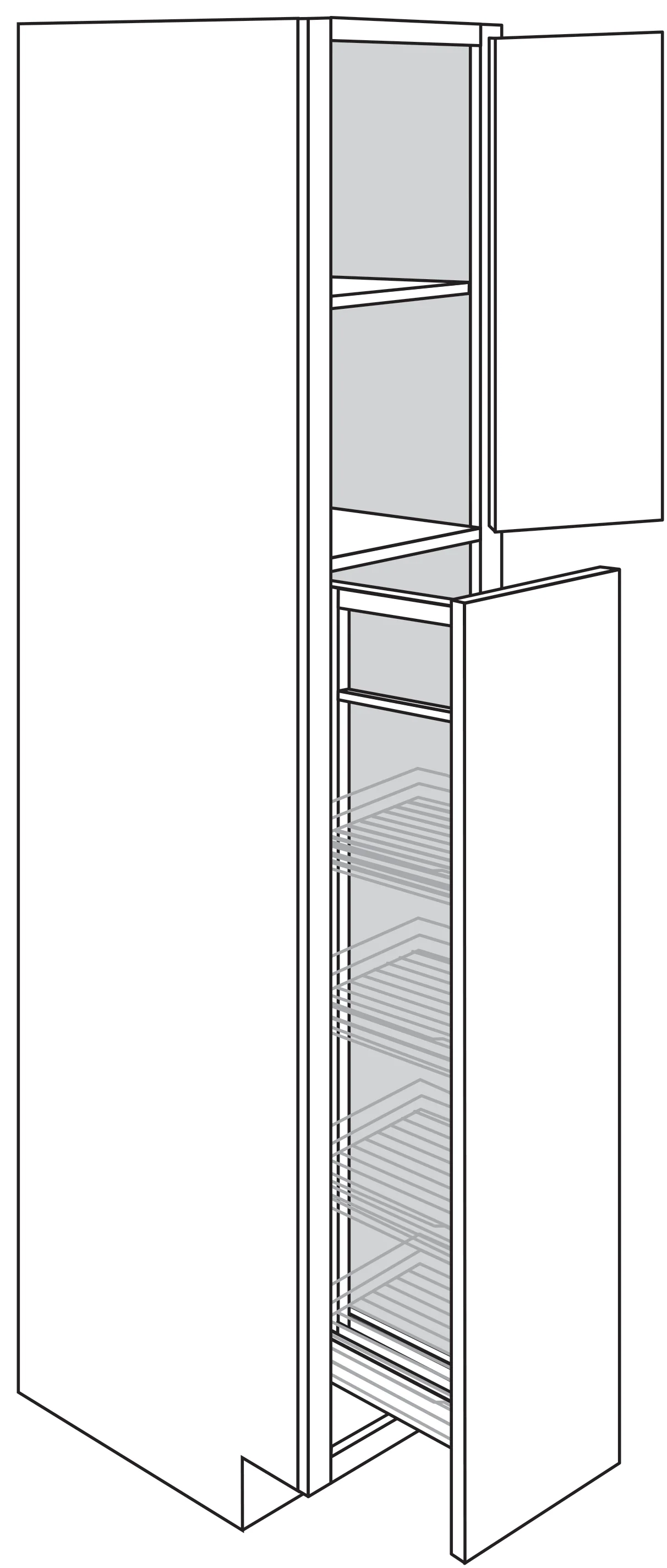 Pantry Cabinet w/ pullout 18 W X 84 H X 24 D – Trenton Recessed by JSI