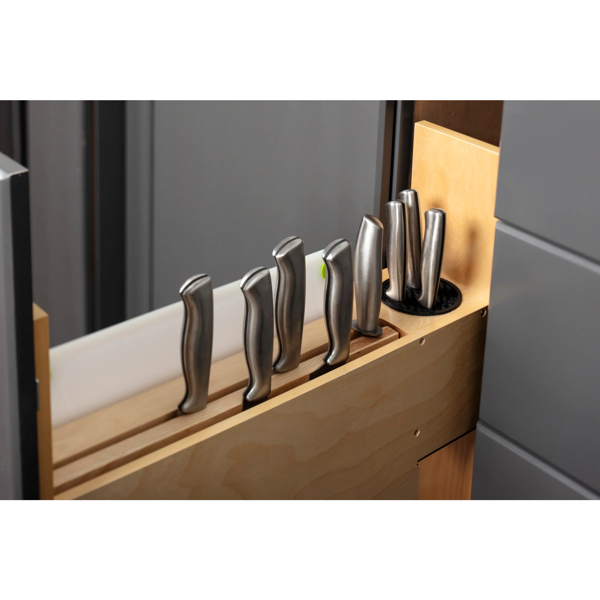 Hardware Resources “No Wiggle” Magnetic Knife Organizer Soft-Close Pullout