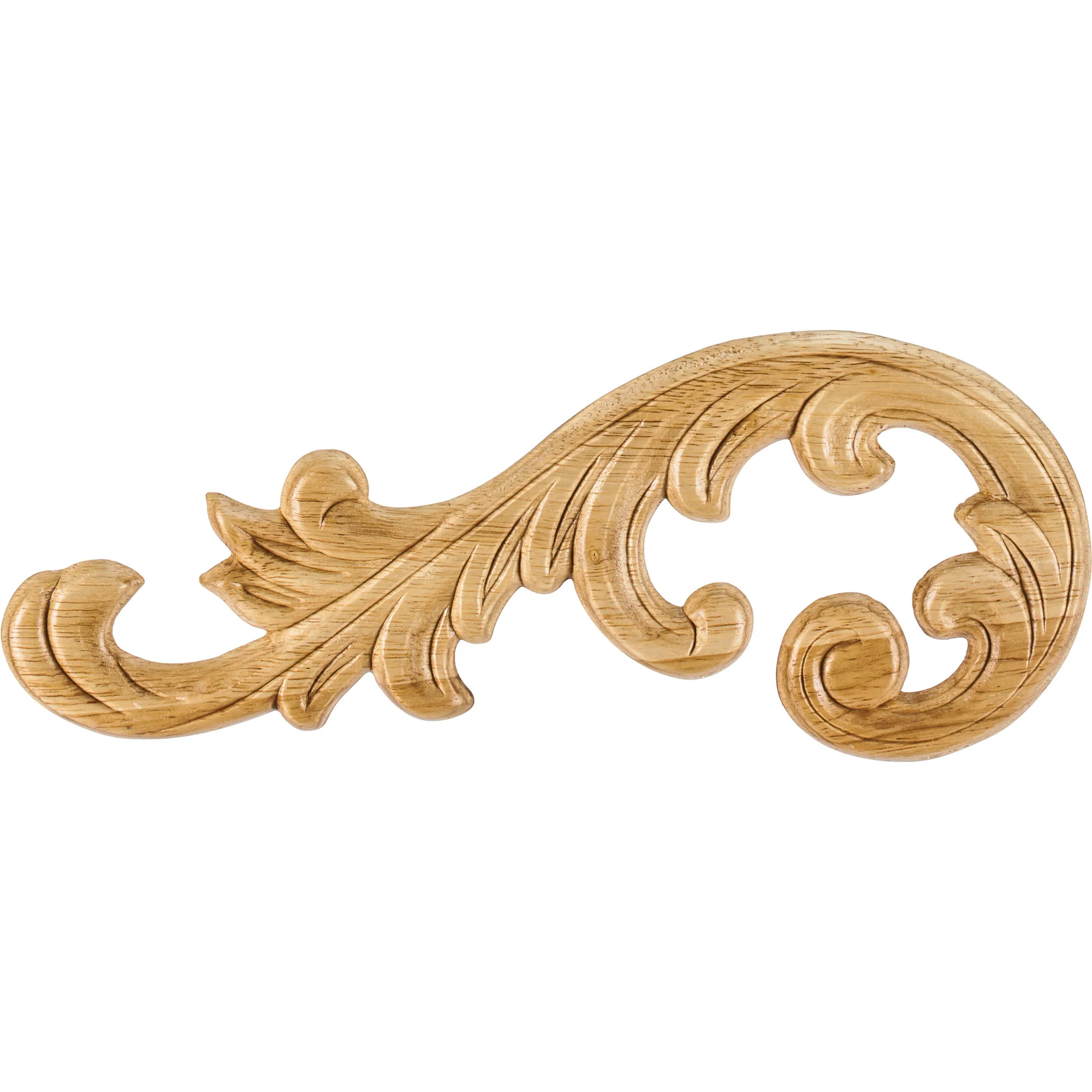 Hardware Resources 10-5/8″ x 5/16″ x 4-3/8″ Pressed Applique Left, Rubberwood