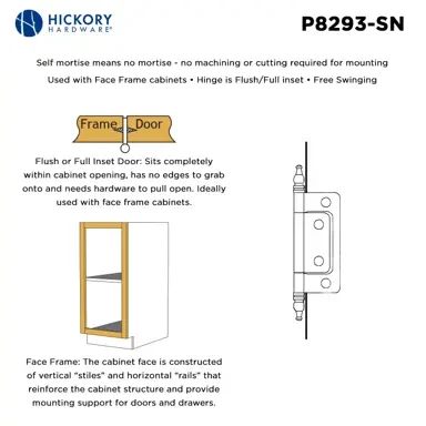 Hickory Hardware Self Mortise Free Swinging Hinge 3-11/16" x 1-1/2"