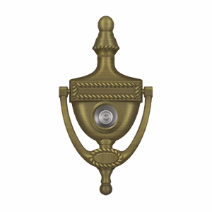 Deltana Victorian Rope Door Knocker-Viewer, Antique Brass, 3-7/8″