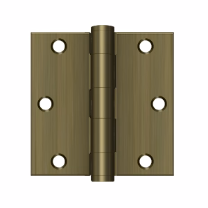 Deltana 3-1/2” x 3-1/2” Heavy Duty Square Hinge, Thickness .119”, Antique Brass