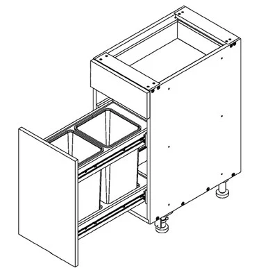 Base 18 W X 34-1/2 H X 24 D – Standard Series by Open Air Cabinets (Trash Pull-Out 2 Bins)