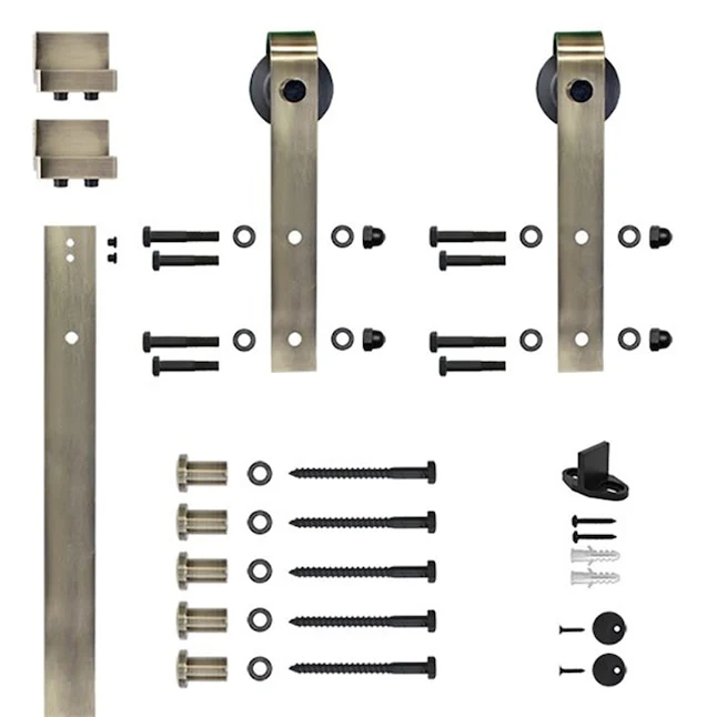 Designer Collection Hook Strap Rolling Door Hardware Door Kit, Yes, 96″