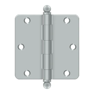 Deltana 3-1/2” x 3-1/2” Hinge With Ball Tips, Thickness .085” Brushed Chrome 1/4″ Radius