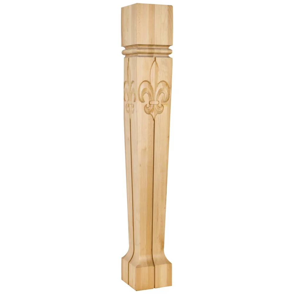 Hardware Resources Bull Nose Fleur-de-Lis Post Hard Maple 35-1/2″ Length 3-1/2″ Diameter