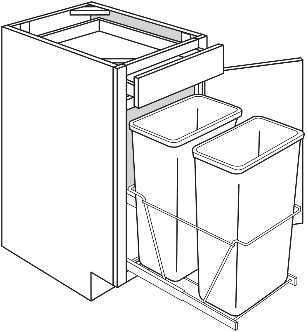Base w/ Trash pullout 18 W X 34-1/2 H X 24 D – Essex Oak by JSI