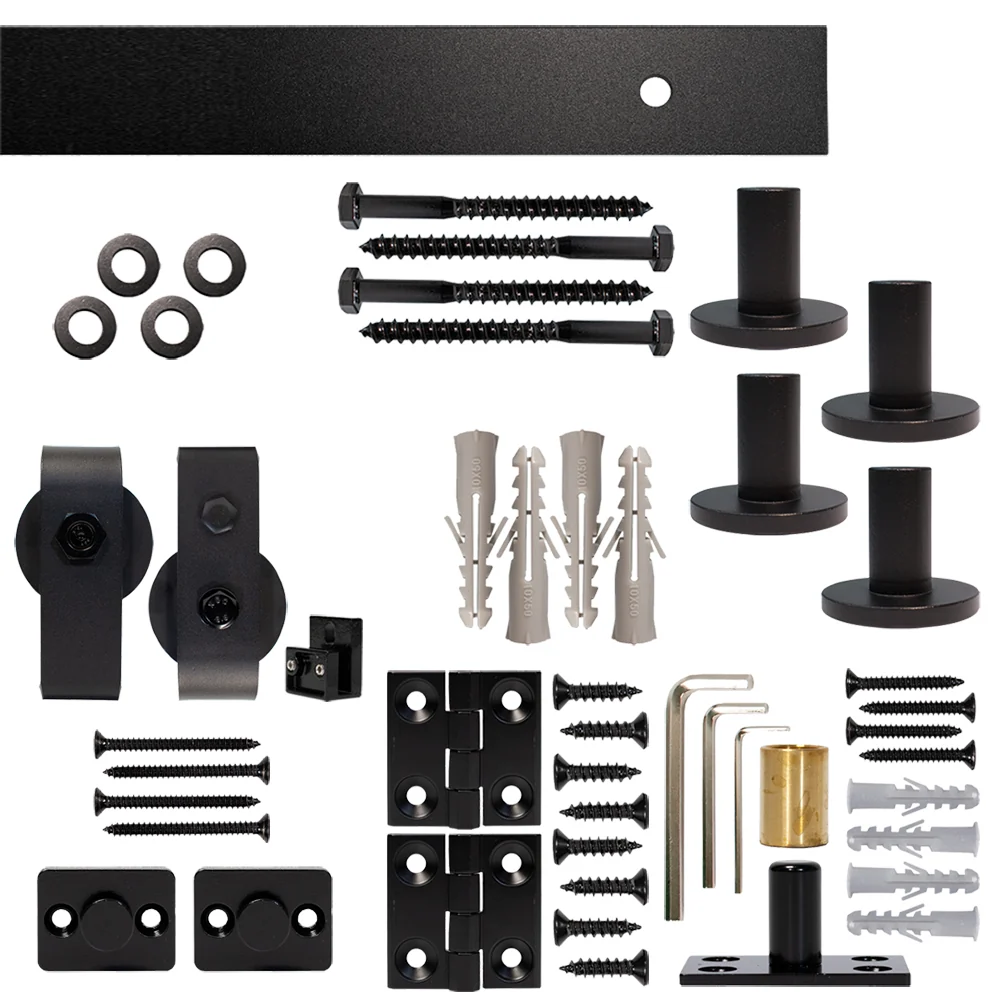Bifold Barn Door Hardware Kit With Rail Rail, Top Mount, 4 foot, Single