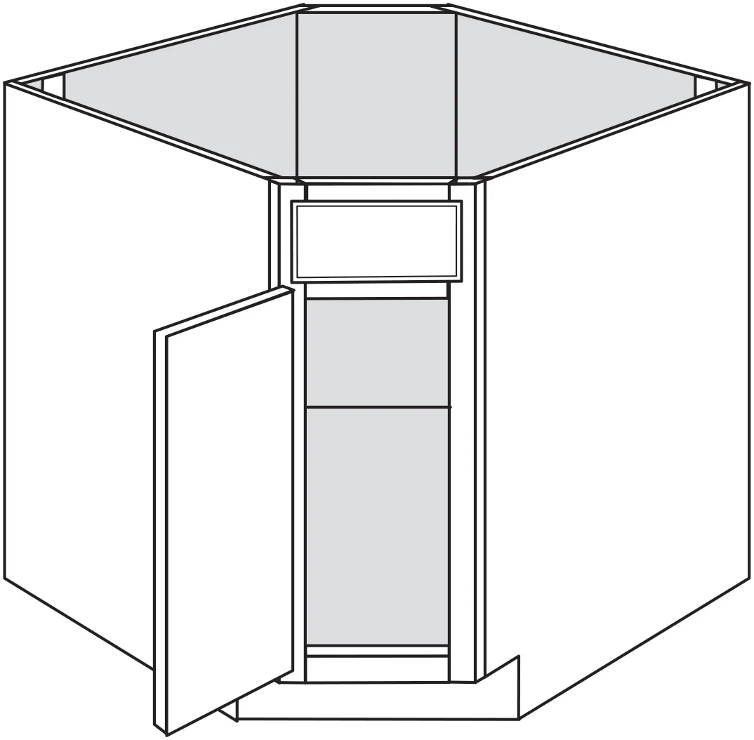 Diagonal Sink Base 36 W X 34-1/2 H X 36 D – Trenton Recessed by JSI