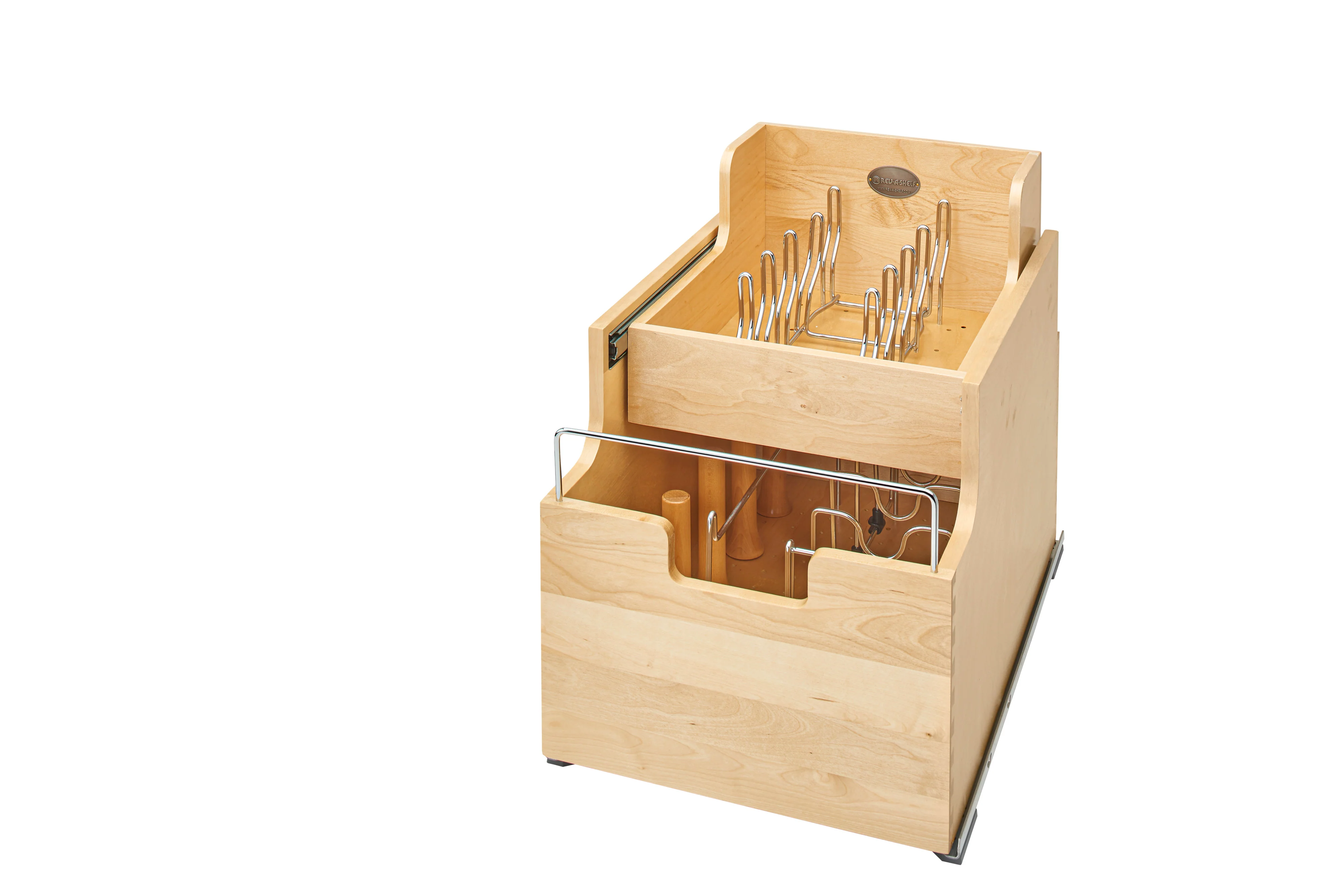 Rev-a-shelf Natural Maple Two-Tier Cookware Organizer 18″ Size