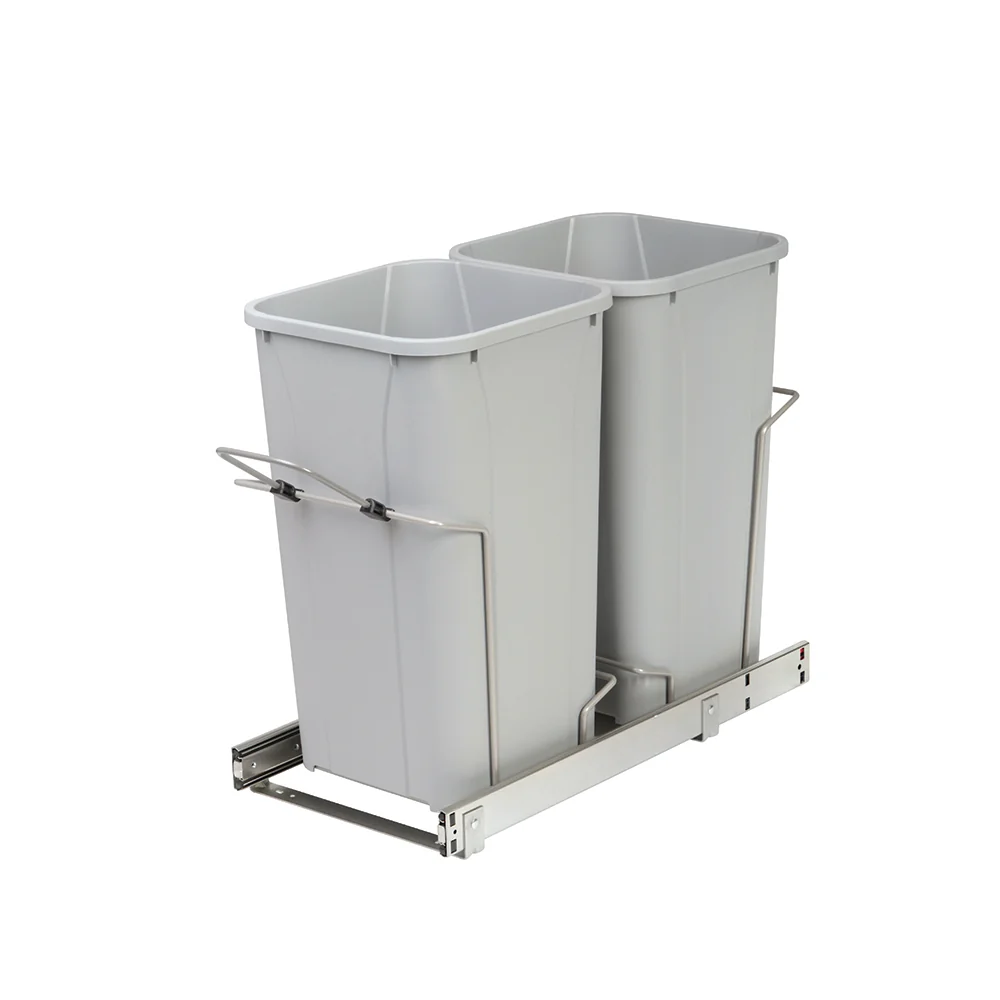 KV Soft-Close Bottom-Mount Waste Pull-out, Single 27 Quart, Platinum, 11-3/8″