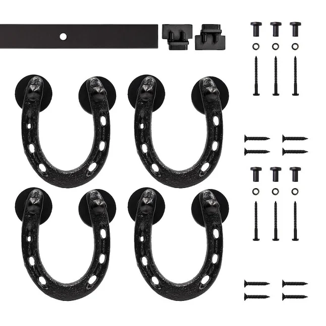 Quiet Glide Black Horseshoe Rolling Door Hardware Kit