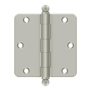Deltana 3-1/2” x 3-1/2” Hinge With Ball Tips, Thickness .085” Satin Nickel 1/4″ Radius