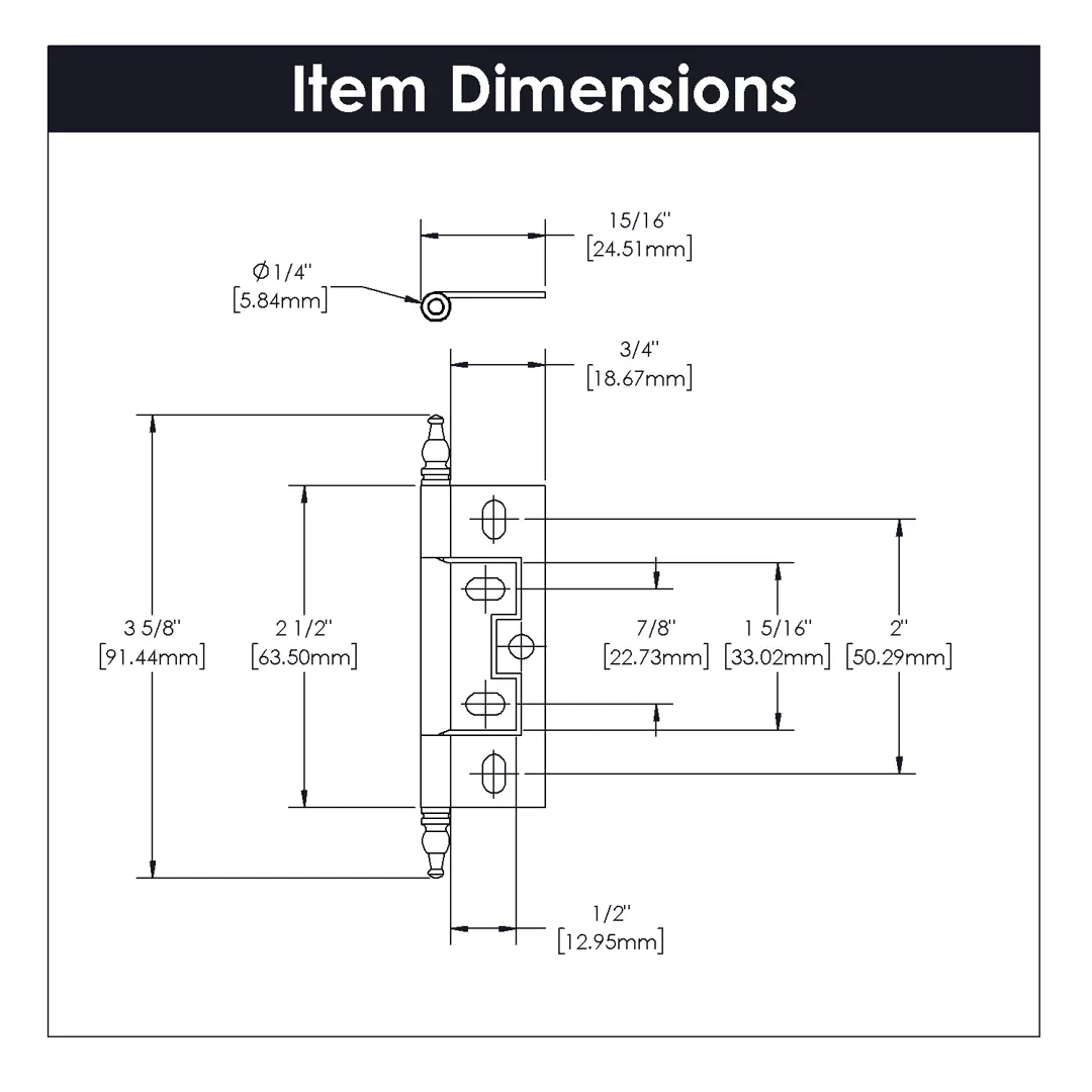 Hickory Hardware Self Mortise Free Swinging Hinge 3-11/16" x 1-1/2"
