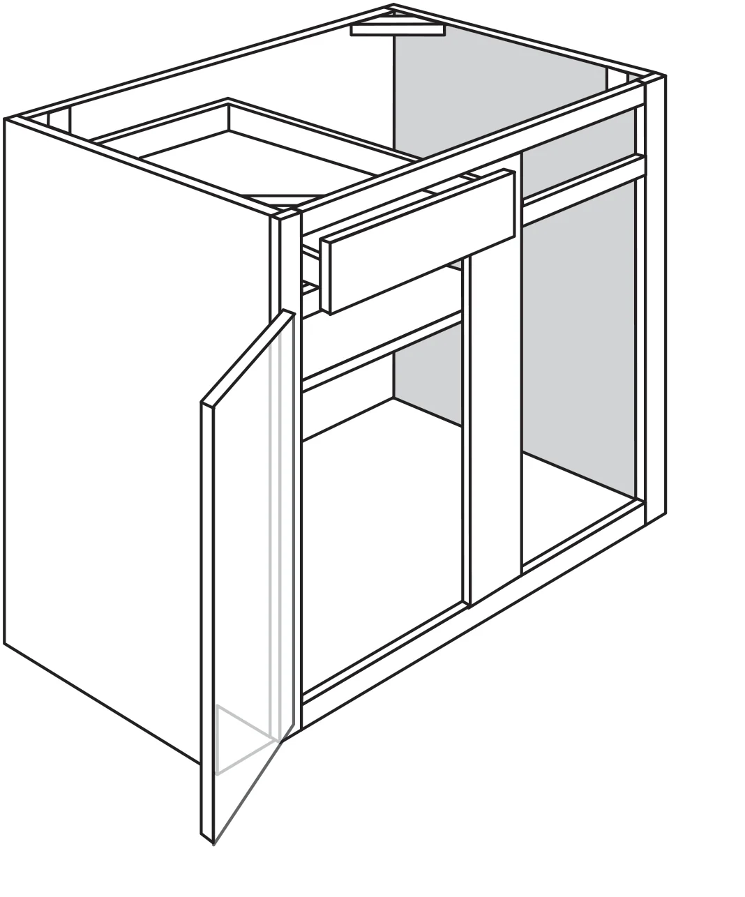 Blind Left Corner Base Cabinet 36-40 W X 32-1/2 H X 24 D (4-1/2″ toe) – Teton Paint by Legend