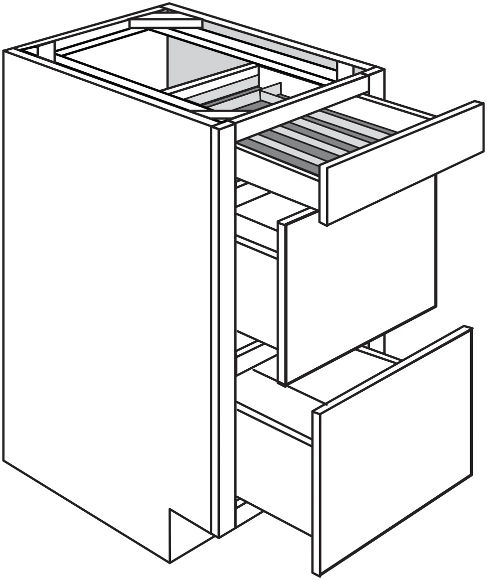 Base 3 Drawer w/ Cutlery Tray 12 W X 34-1/2 H X 24 D – Essex Oak by JSI