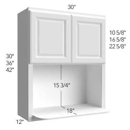Wall Microwave 30 W X 36 H X 12 D (opening 27 W x 15-3/4 H x 18 D) – Hallmark Frost by Fabuwood