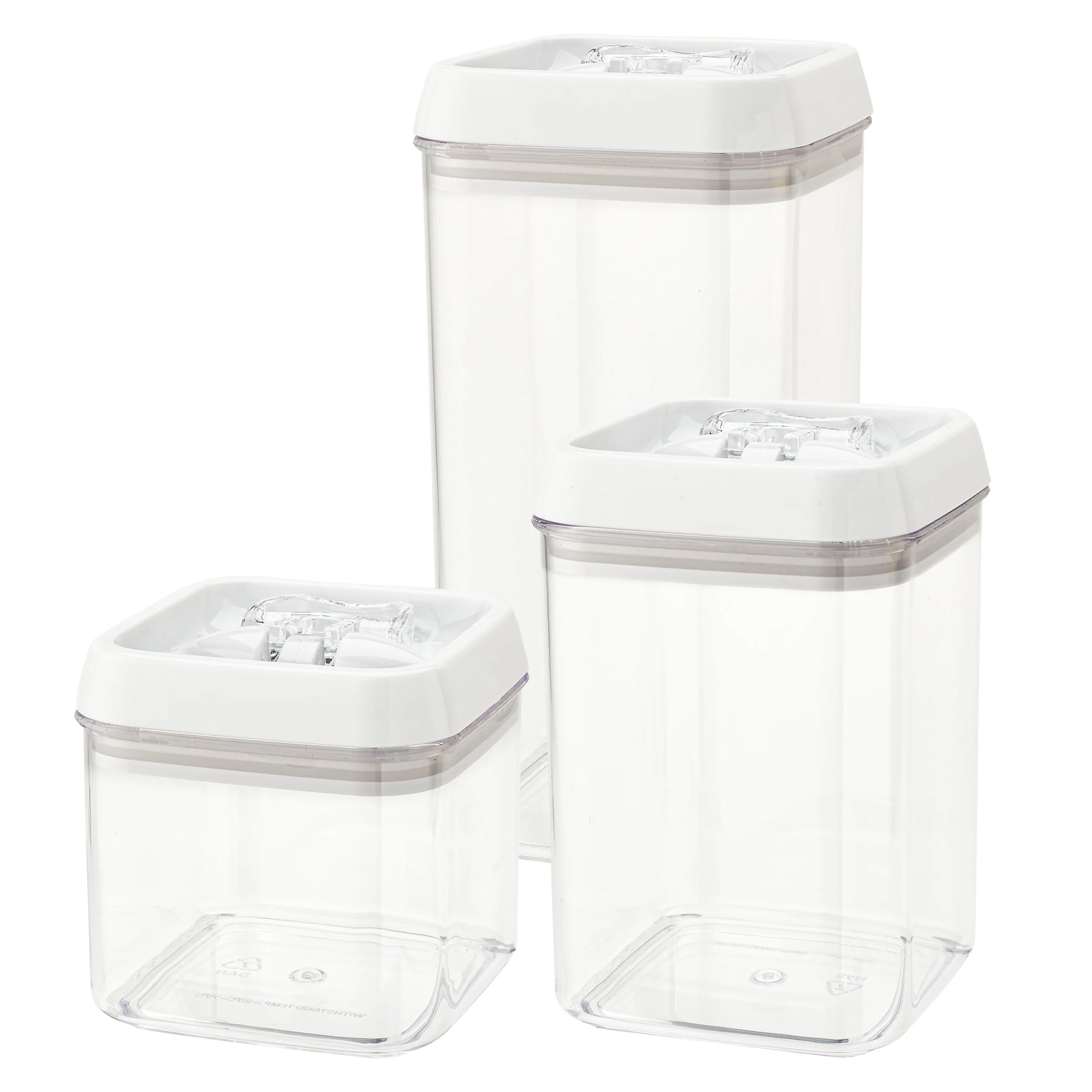 Plastic Container Set Containing (1) 1.04 Quart, (1) 1.55 Quart, And (1) 2.07 Qt. Canisters