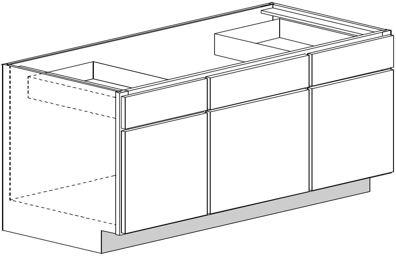 Vanity 3 Door Sink Base Cabinet 48 W X 32-1/2 H X 18 D – Teton Paint by Legend