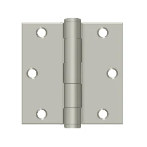 Deltana 3-1/2” x 3-1/2” Heavy Duty Square Hinge, Thickness .119”, Satin Nickel