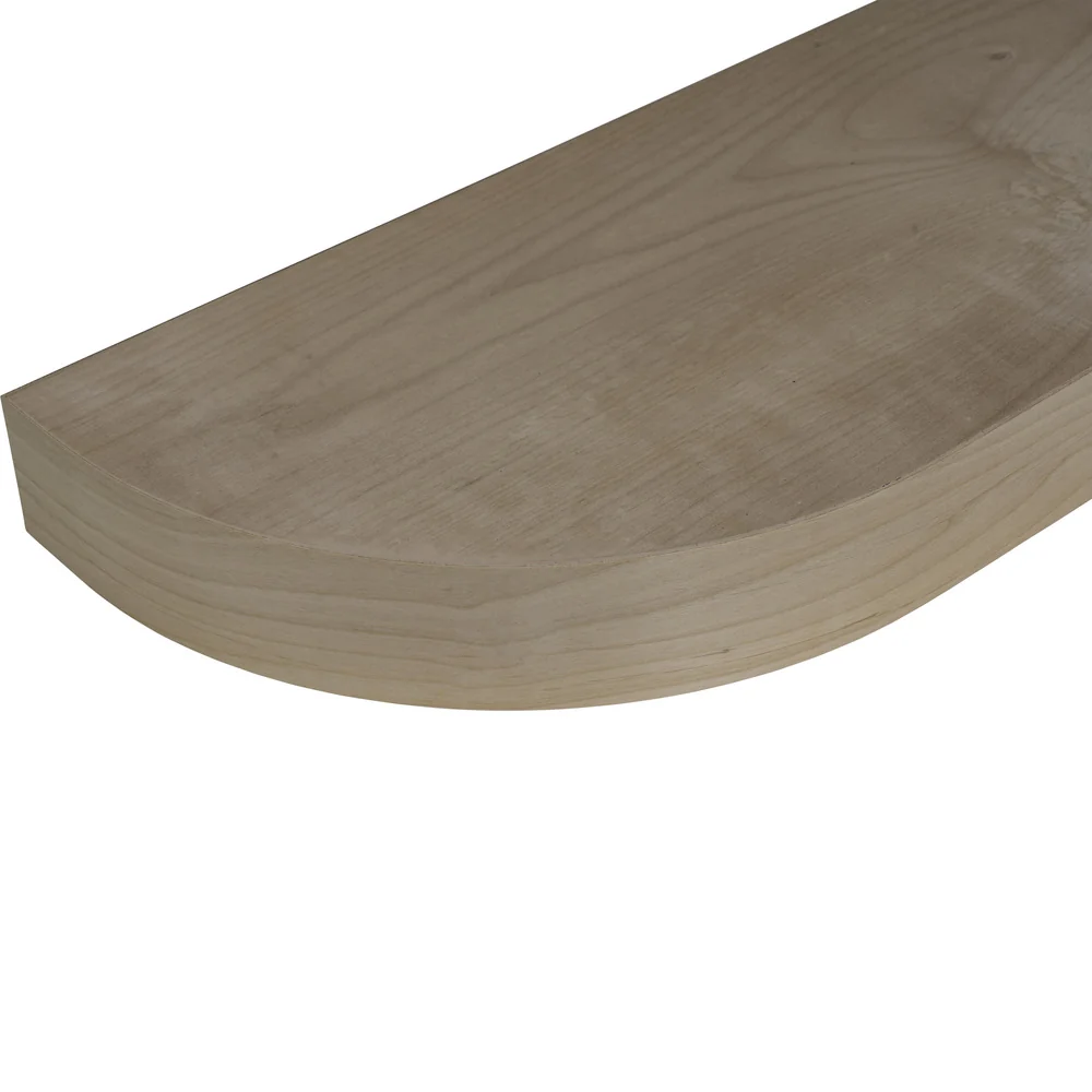 48" L x 2.5" T x 10" D Curved Floating Shelf, 8.5" Radius, 1 Corner, Maple